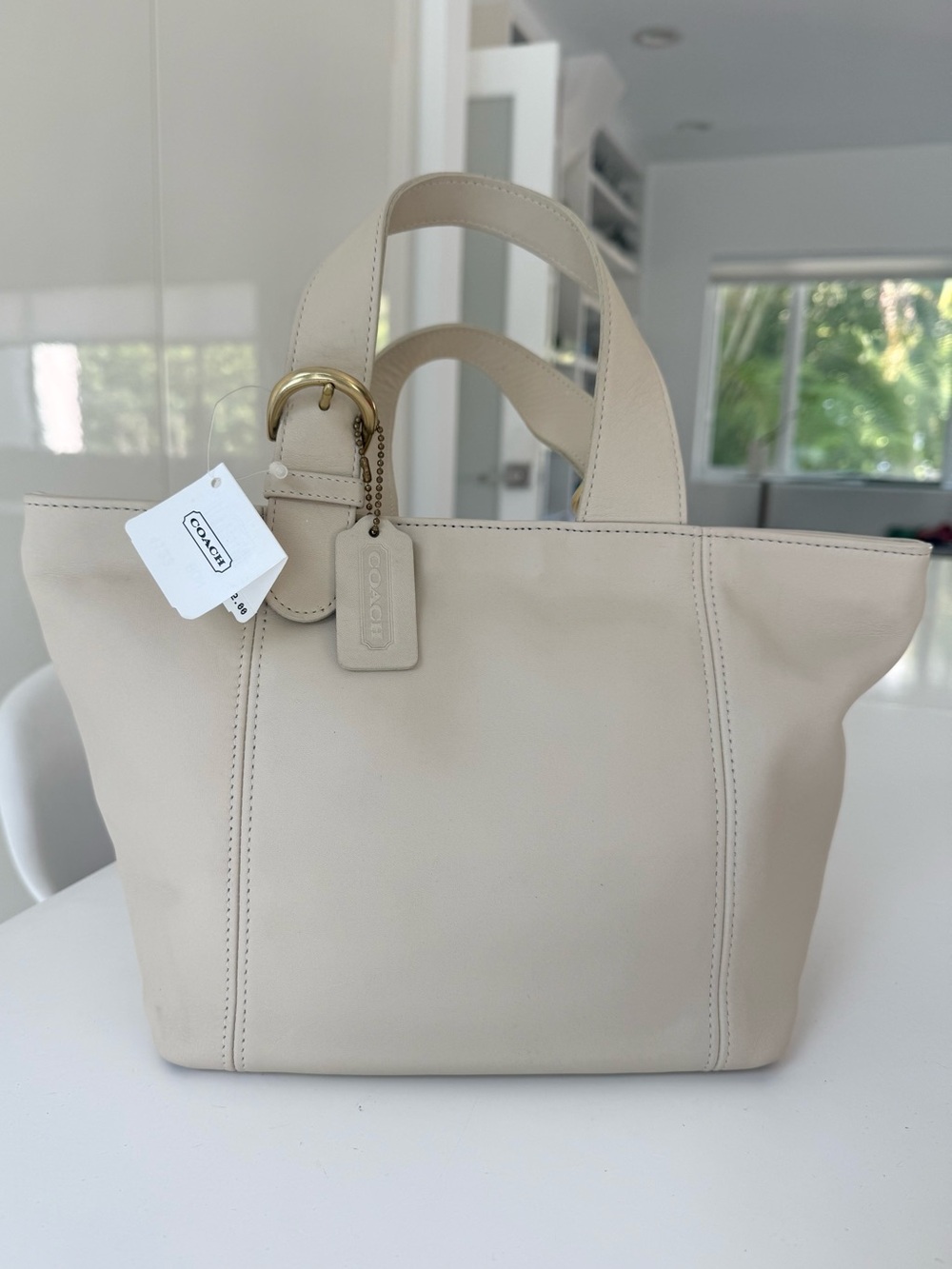 Vintage Coach ‘98 NWT SoHo Waverly 4133 Bone Leather Hand Bag -New with Tags Y2K